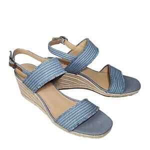 Lucky Brand Minjah Wedge Espardrille Blue Sandals Womens 10